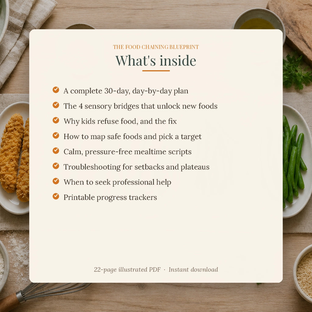 How to Help Your Child Try New Foods Without Tears | The Food Chaining Blueprint: From Chicken Nuggets to Green Beans in 30 Days (PDF Guide)